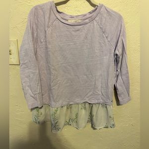 LOFT purple & floral peplum top, M